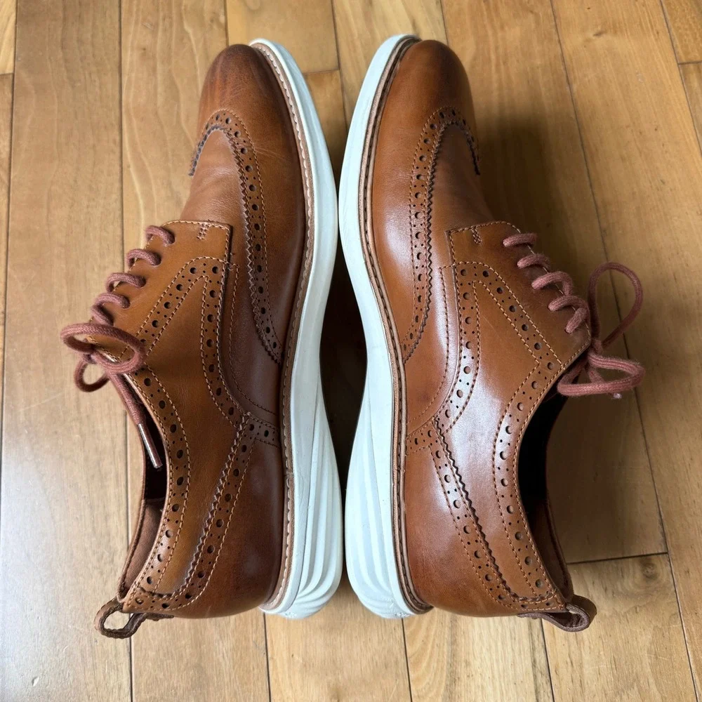 Cole Haan GrandEvolution Oxford Men 10 Brown Leather Wingtip Brogue C26930